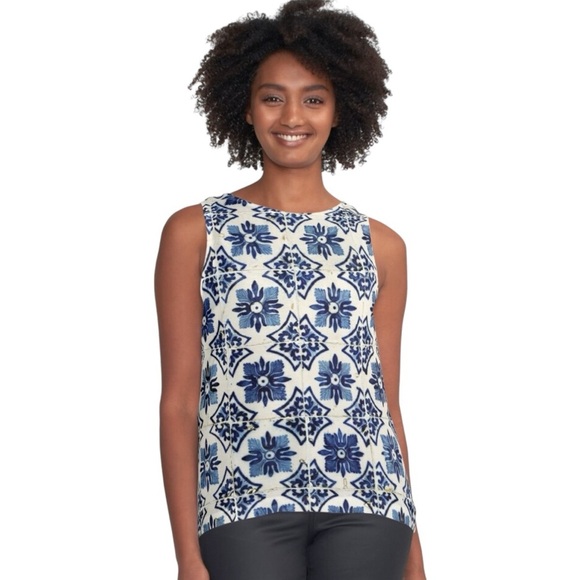 Talbots Tile Print Blouse - Picture 1 of 7